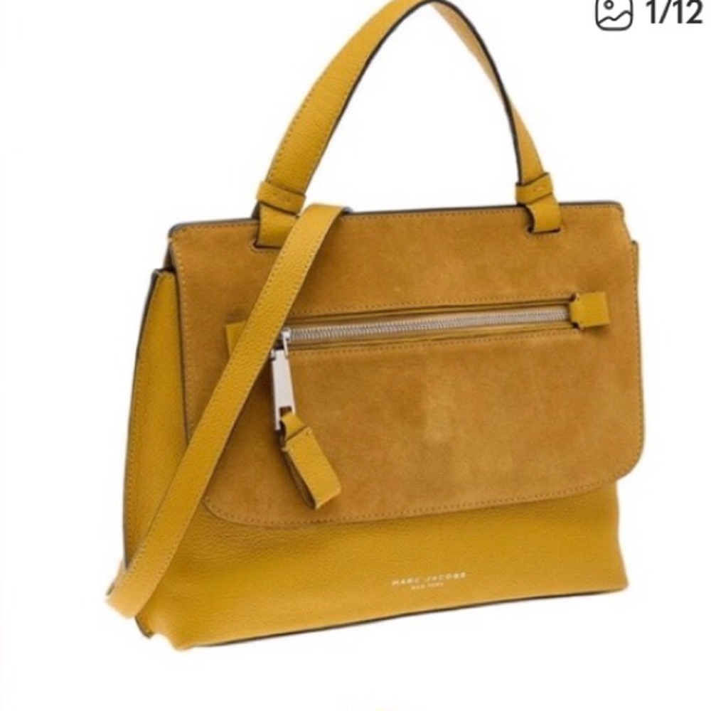 Suede Leather Bag Luxury Marc Jacobs Waverly Crossbody Mustard Top Handle Chic